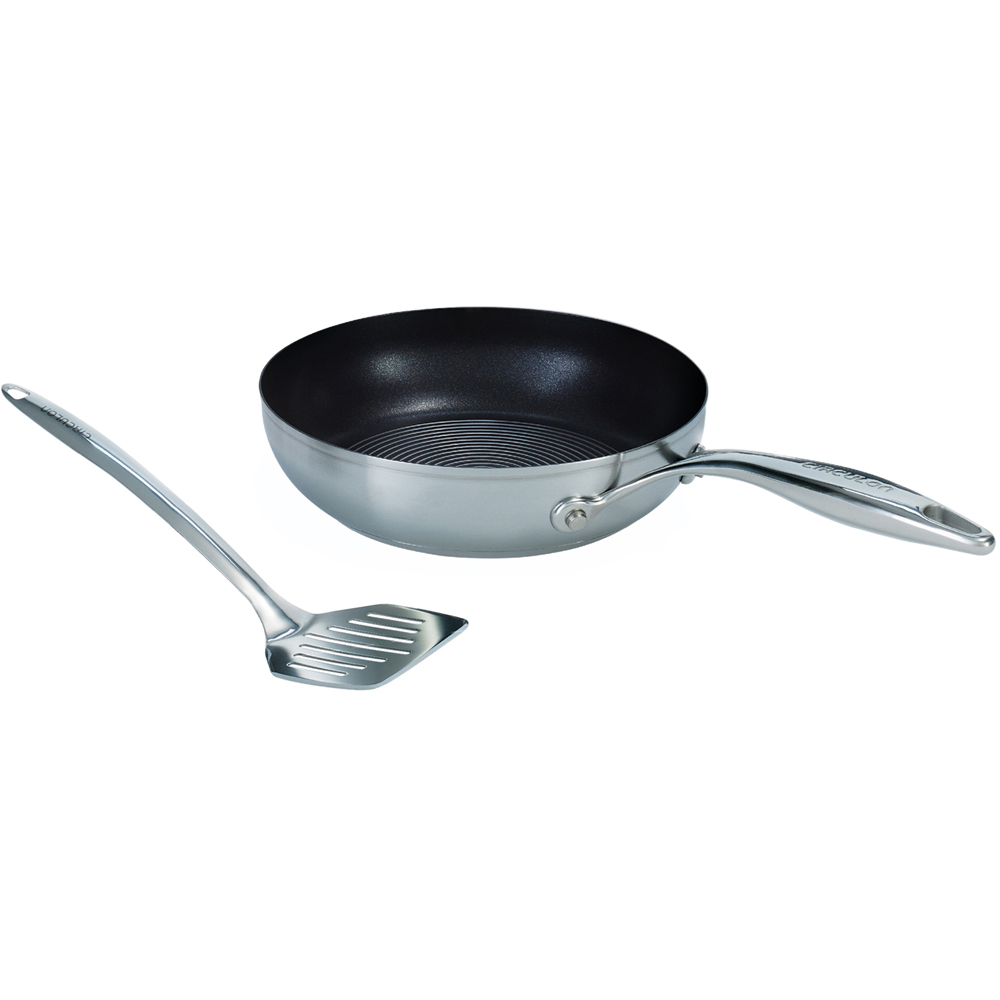 Circulon Steel Shield S Series 24cm Nonstick Stainless Steel Frying Pan with Slotted Turner