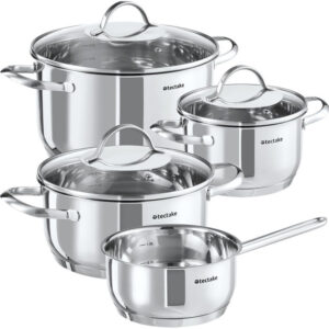 Tectake Bologna 4 Piece Stainless Steel Saucepan Set