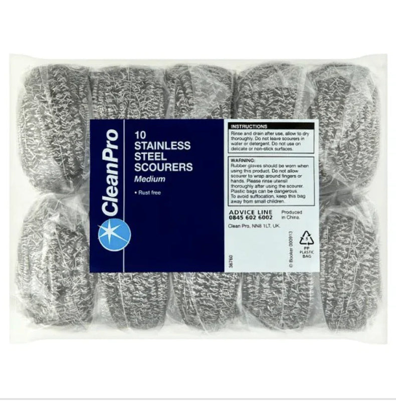CleanPro 10 Stainless Steel Scourers, Medium