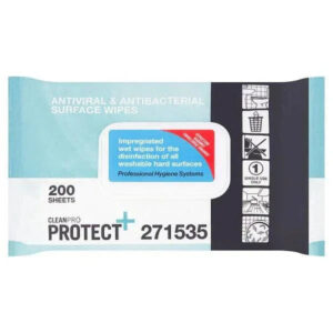 CleanPro Protect Antiviral & Antibacterial Surface Wipes 200 Sheets (Pack of 6)