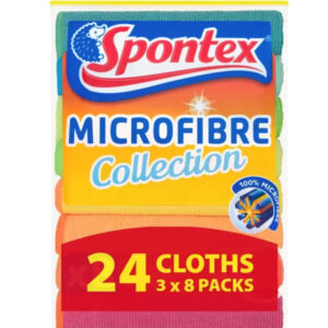 Spontex Microfibre Cloths, 24 Pack: Premium Cleaning Essentials for Every Task